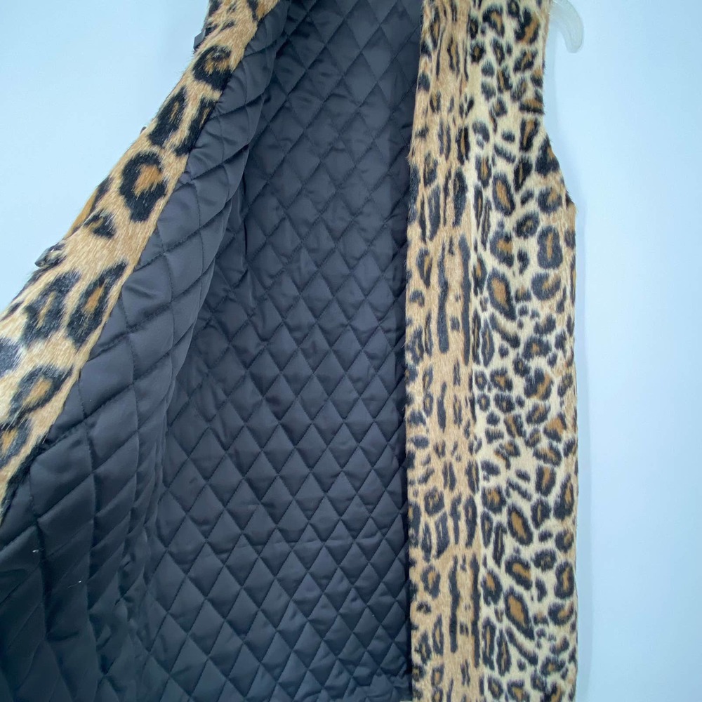 Alice + Olivia Animal Print Leopard Faux Fur Longline vest Womens Size XS/S - Picture 9 of 15